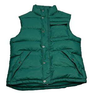 Cremieux Mens Green Puffer Vest M Double Zip Pockets Button Closure